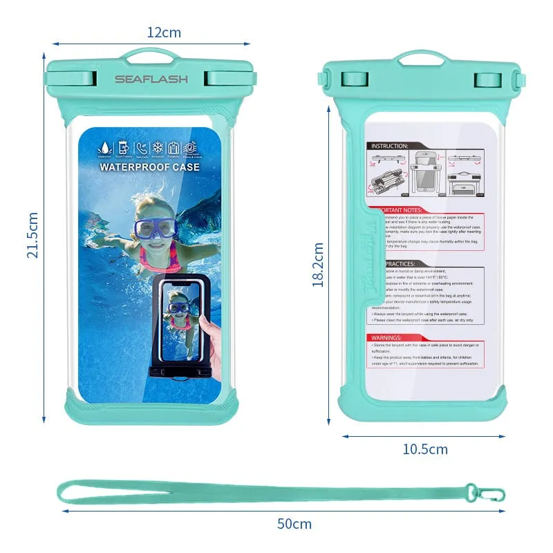 Anti-falling Waterproof Swimming Phone Case Holder Underwater Snowproof Touchscreen 6.9inch