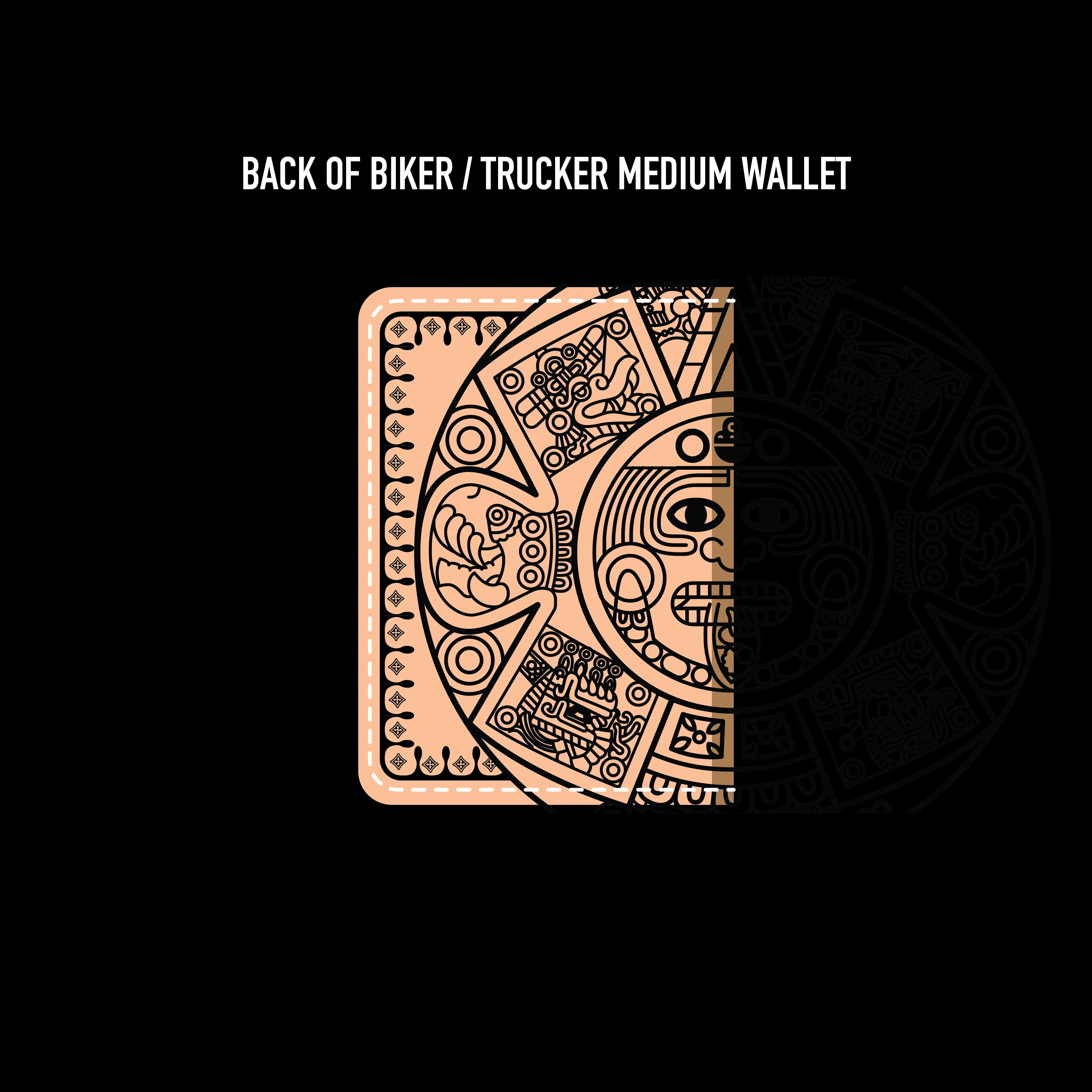 Aztec Calendar Biker/Trucker Medium Wallet Mock Up