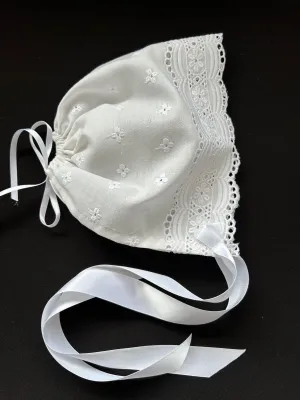 Beautiful Broderie Anglaise Baby Bonnet