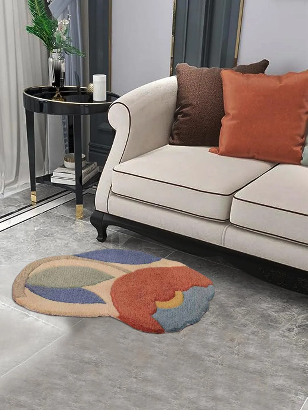 Beautiful Multicolor Tufted Flower Design Polyester Rug | 2.7x1.8 ft