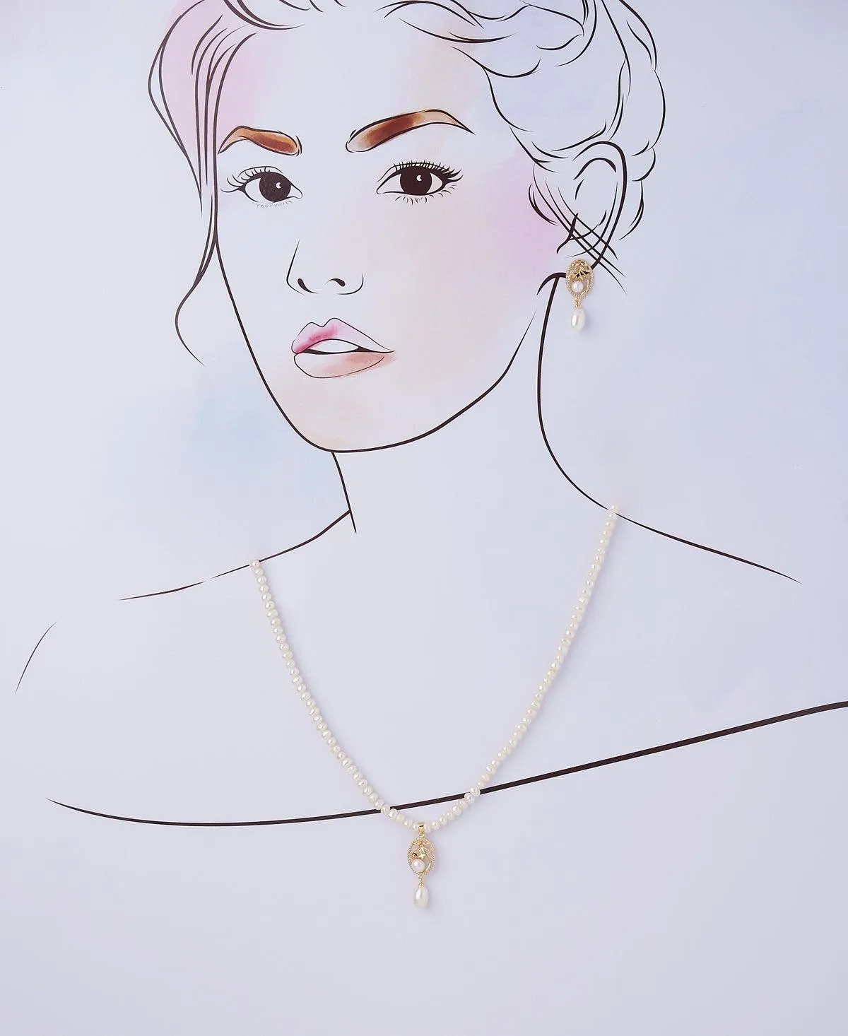 Beautiful Real Pearl Necklace Set