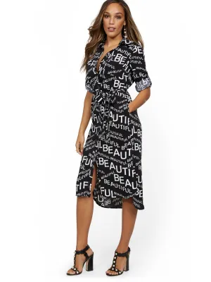 'Beautiful' Script Midi Shirtdress