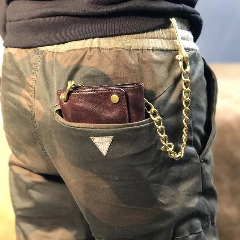 Black Wallet On Chain Leather Trifold Wallet on A Chain Trifold Leather Wallets for Men Biker Chain Wallets