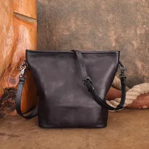Chic Womens Leather Over The Shoulder Bag Black Crossbody Bags For Women