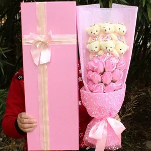 Enchanted Flower Rose Teddy Bear Bouquet (6 Designs)