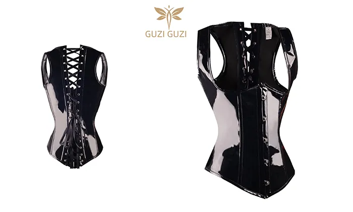 Exquisite Black Light Leather Steel Buckle Corset
