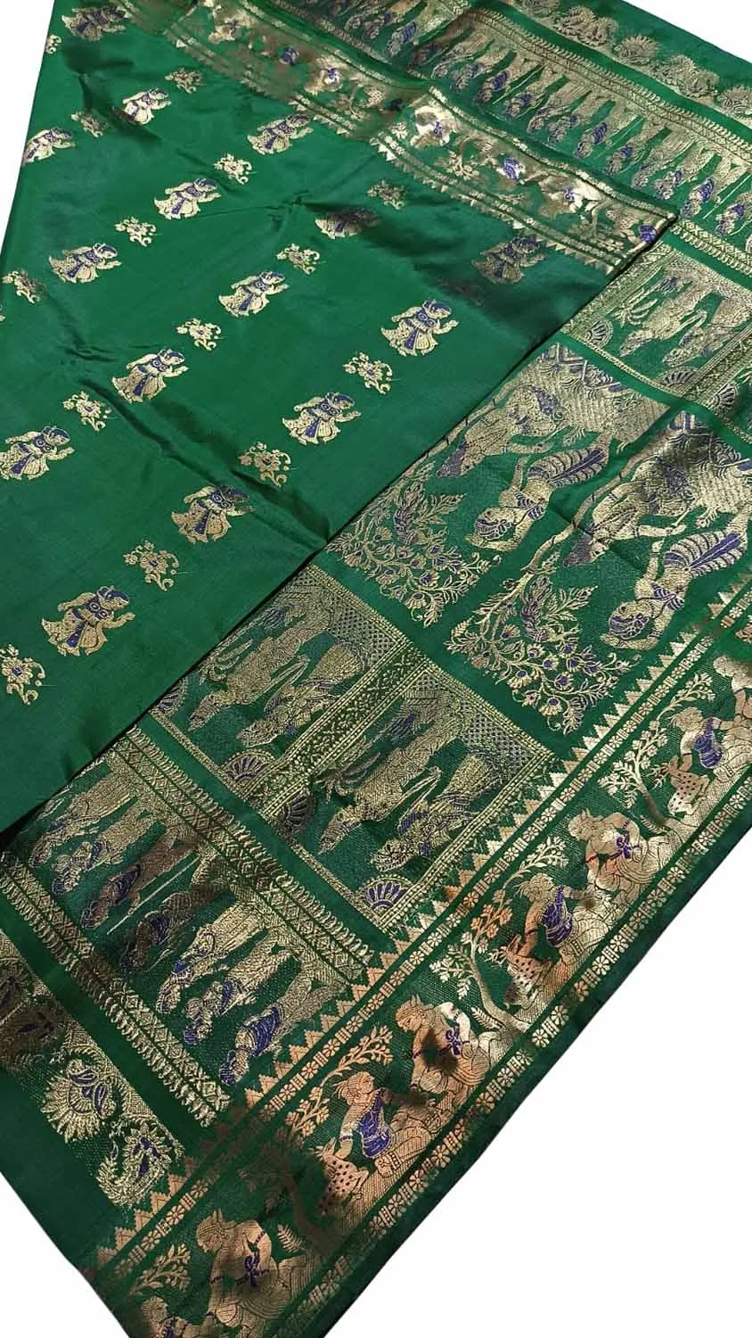 Exquisite Green Swarnachari Silk Meenakari Saree