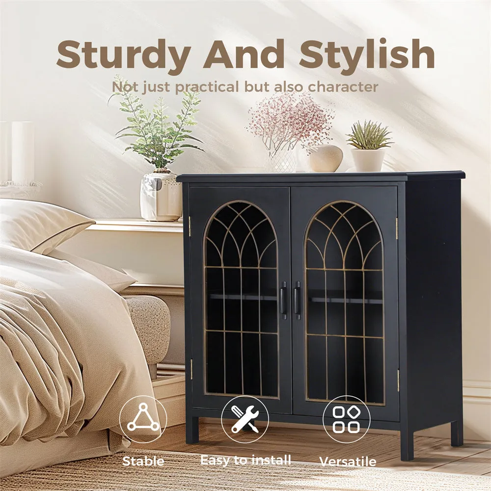Exquisite Metal Church Window Buffet Storage Cabinet-MFSTUDIO