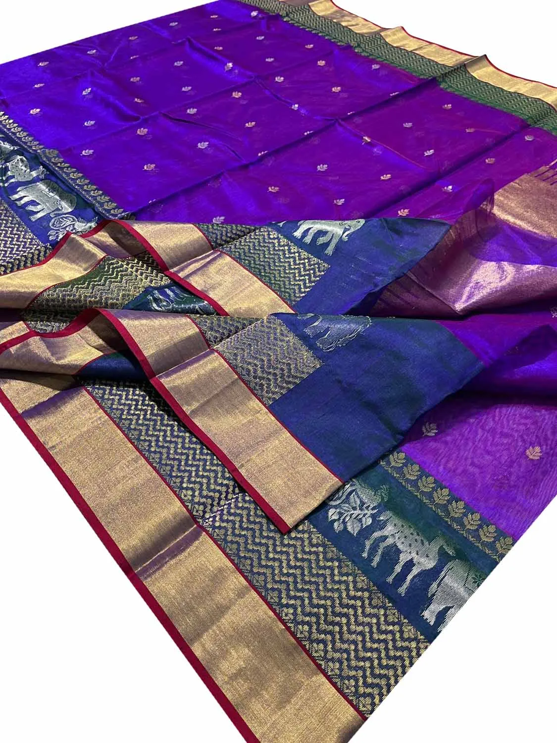 Exquisite Purple Chanderi Handloom Silk Saree