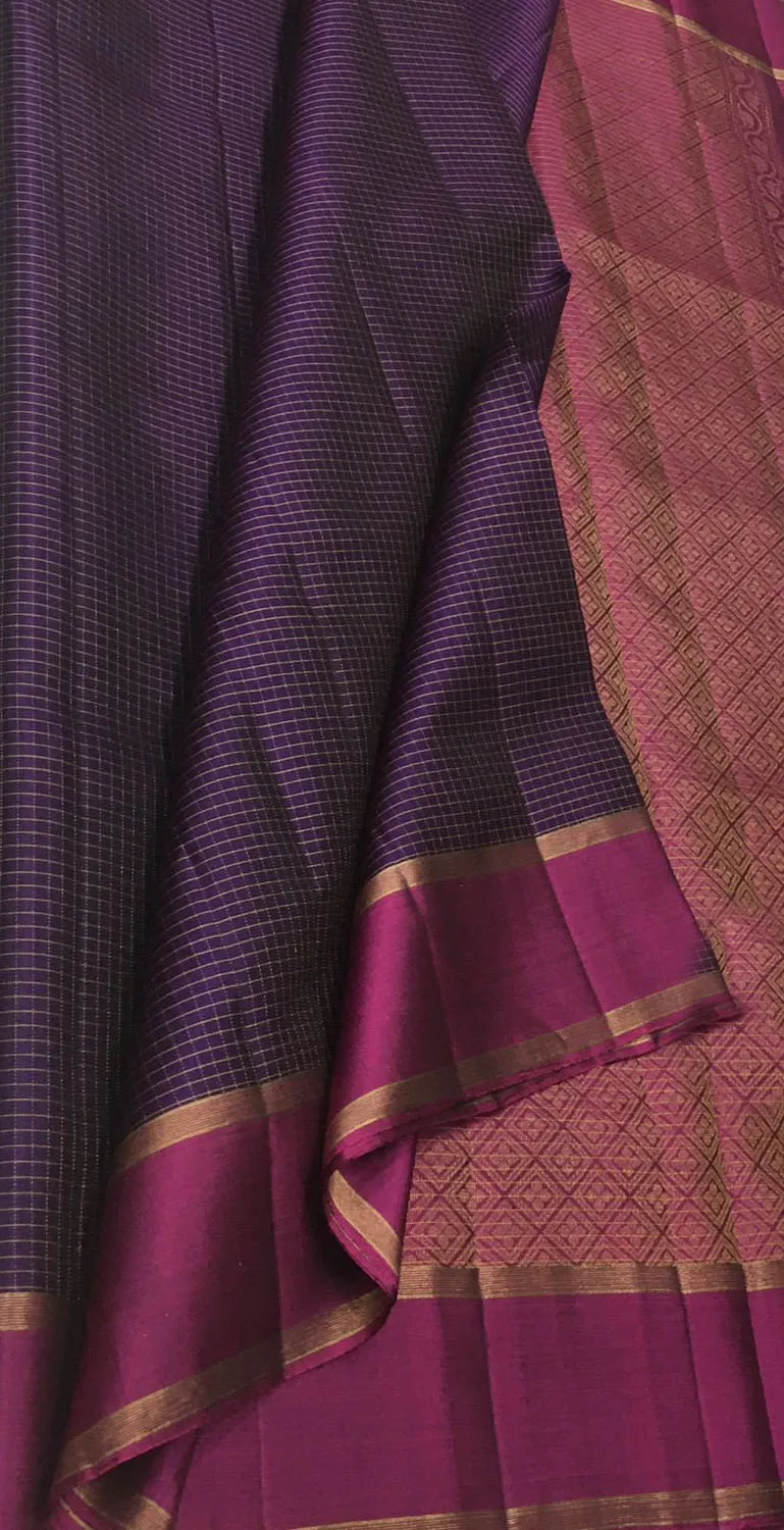 Exquisite Purple Kanjeevaram Pure Silk Saree - Handloom Beauty