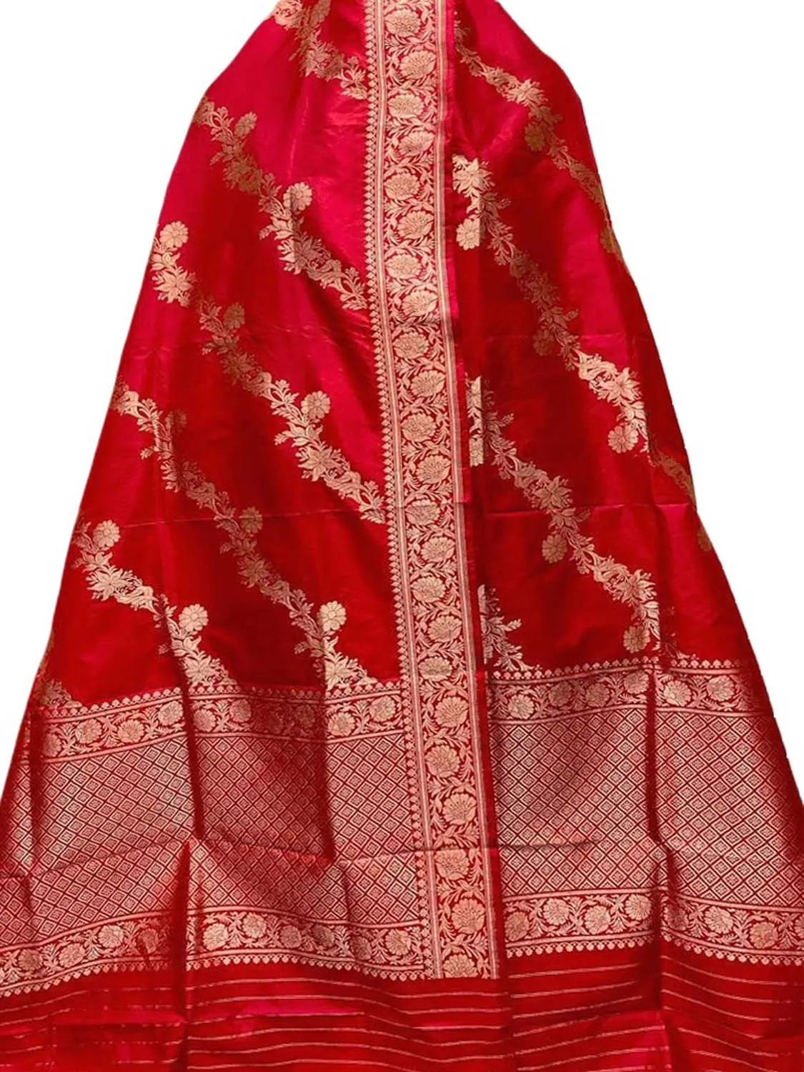 Exquisite Red Banarasi Handloom Silk Dupatta