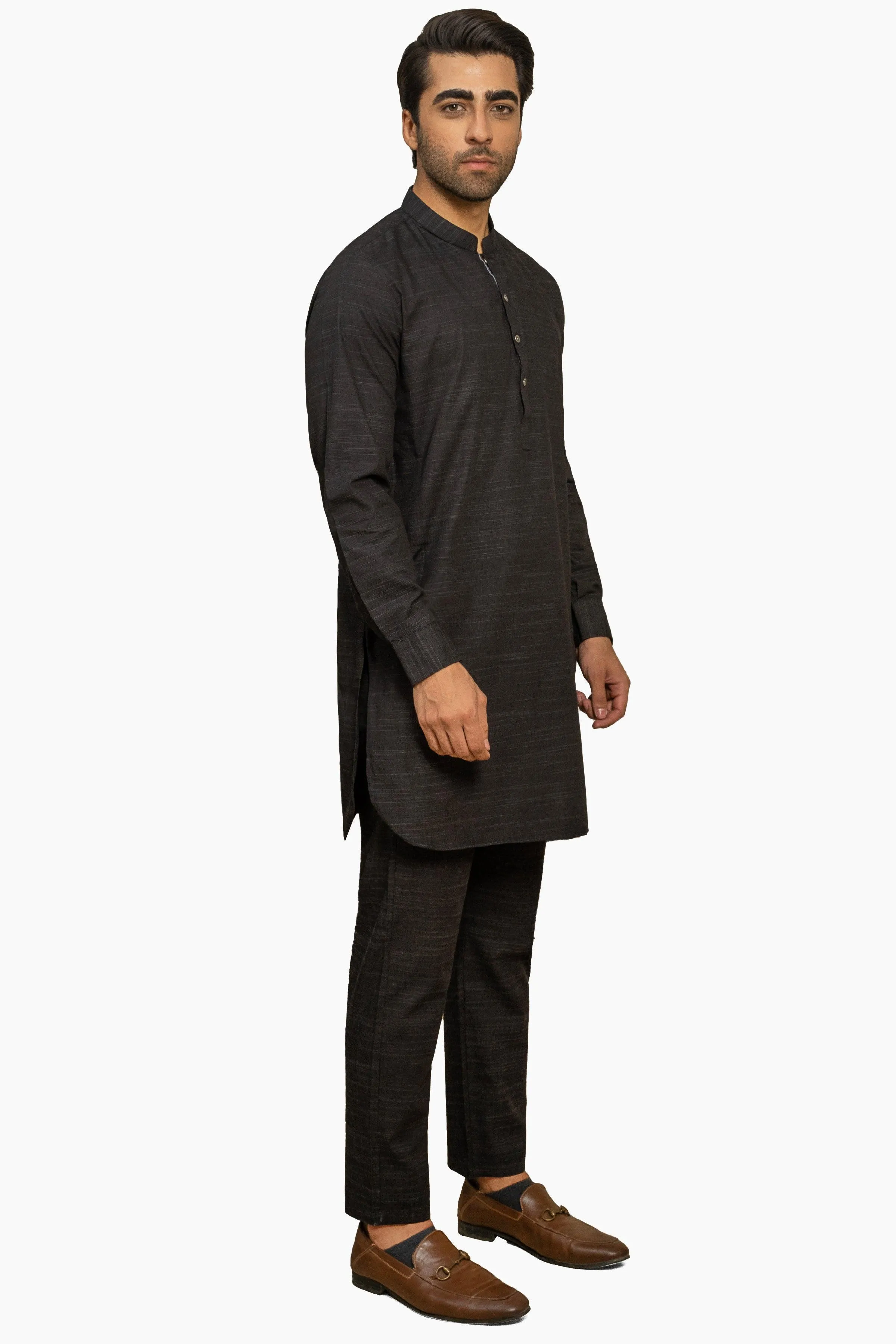 EXQUISITE TEXTURED KURTA PAJAMA BLACK