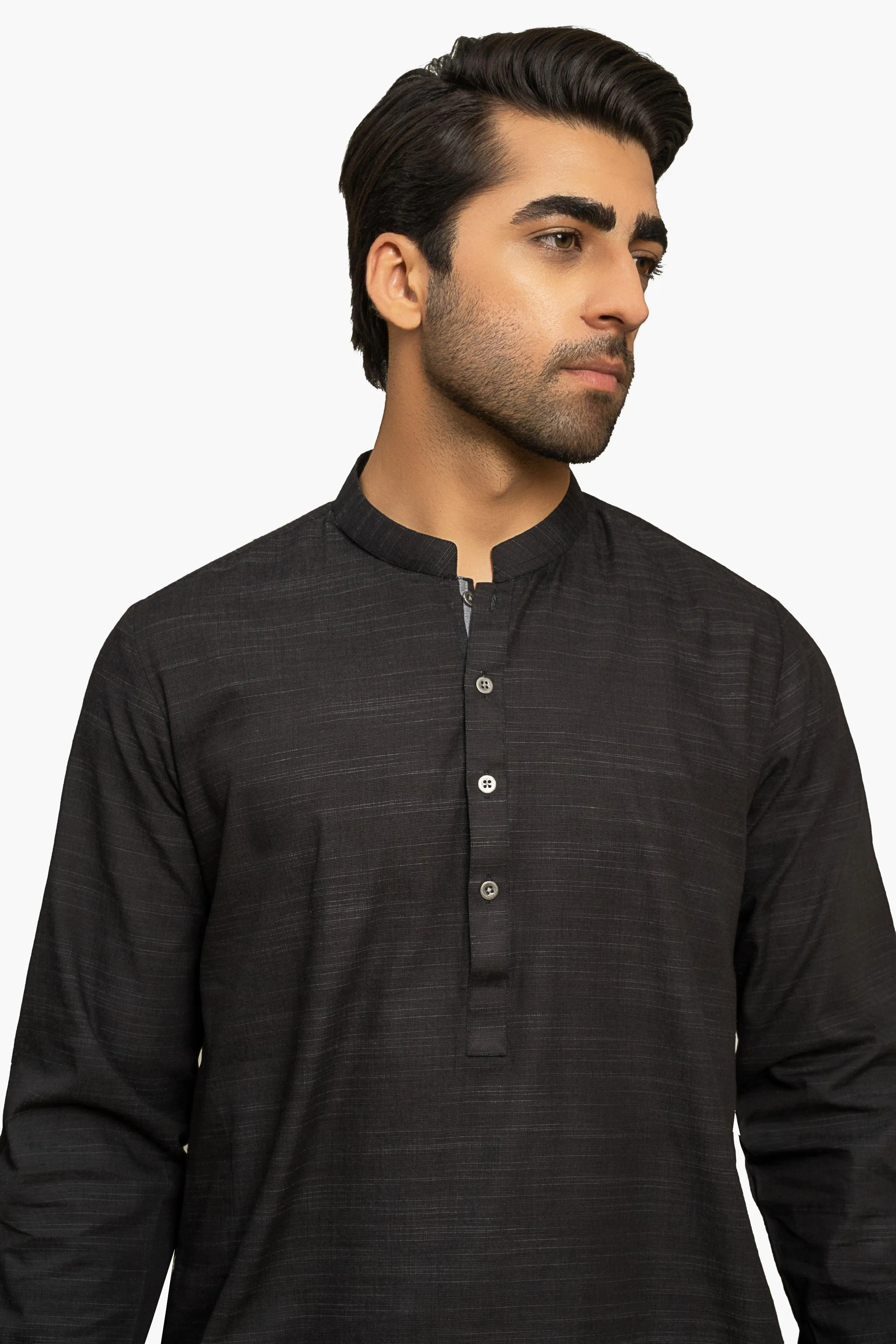 EXQUISITE TEXTURED KURTA PAJAMA BLACK