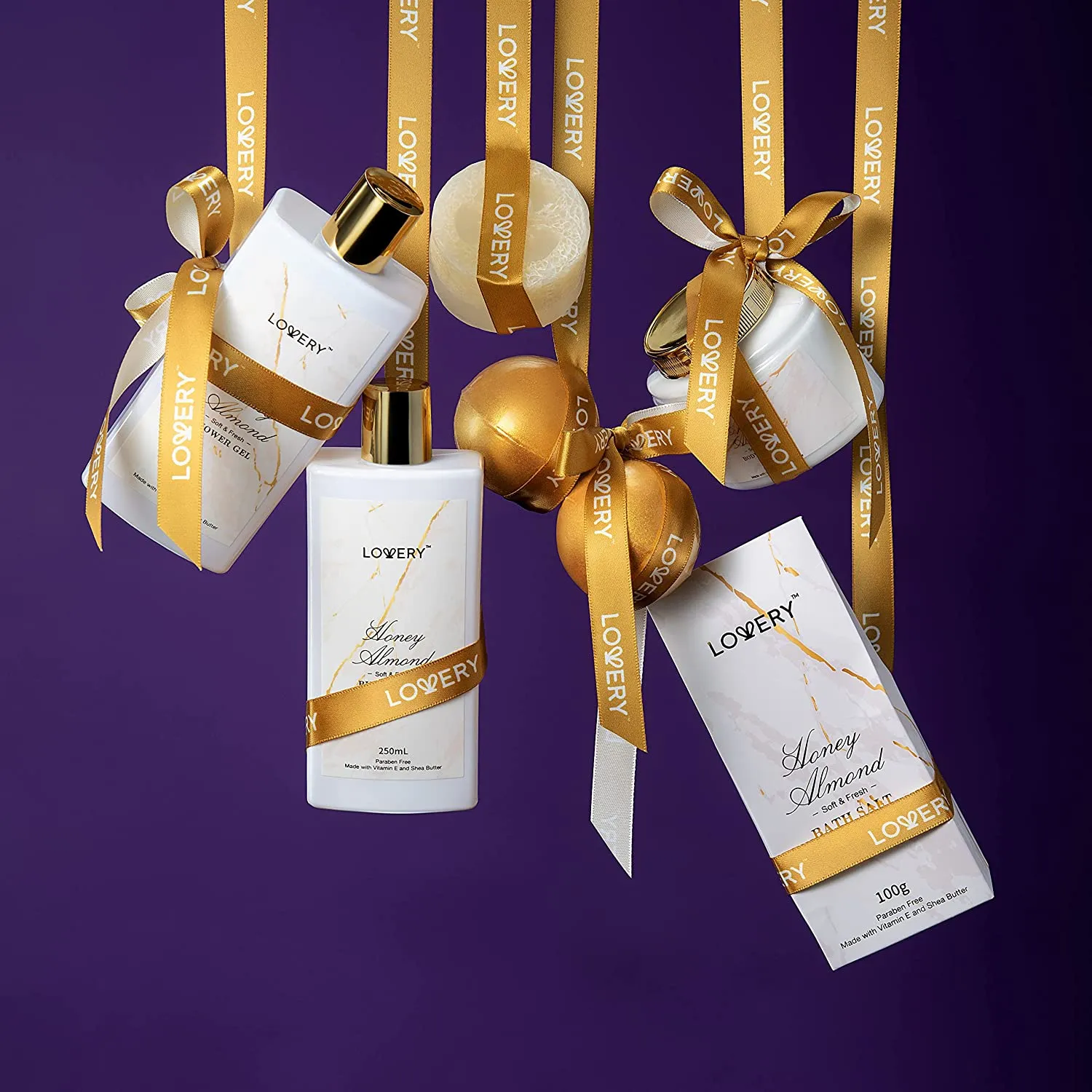 Gold Marble Bath Spa Gift Basket - 31Pc Self Care Kit