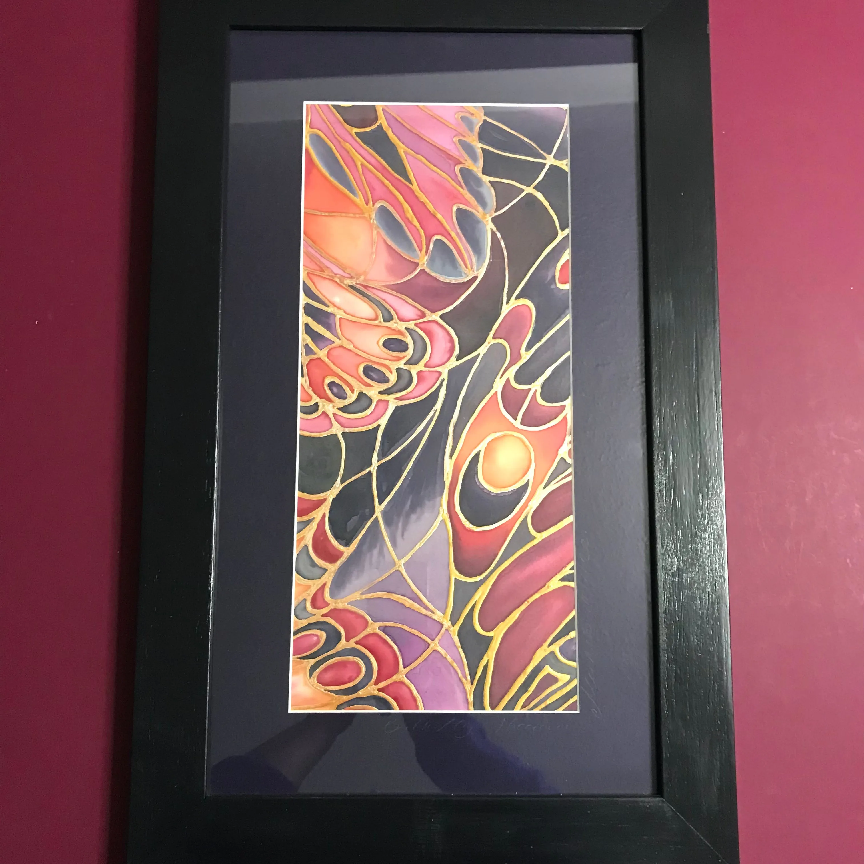 Gothic Abstract Butterfly Heaven Painting - Butterflies hand painted silk  -  Dramatic Original Art