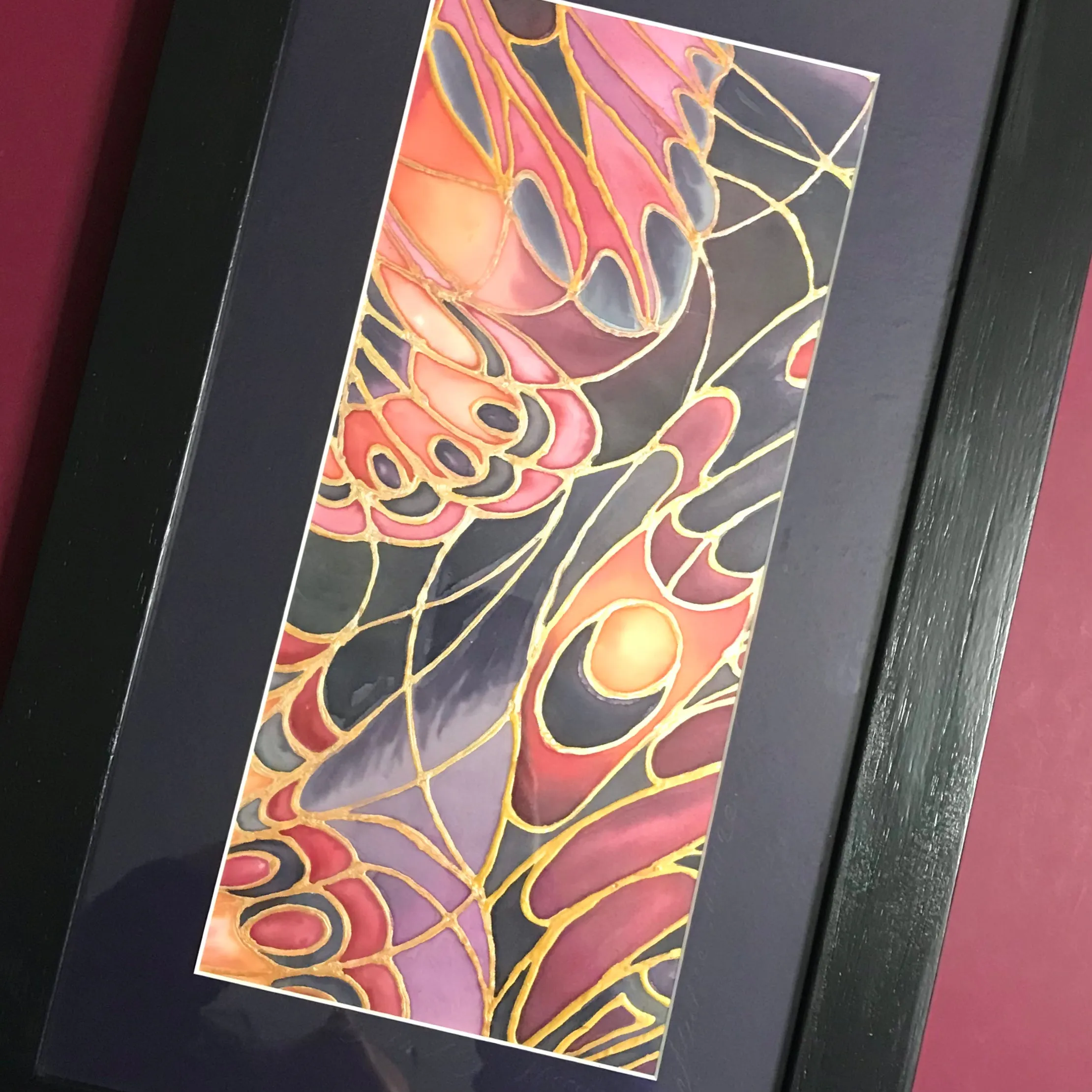 Gothic Abstract Butterfly Heaven Painting - Butterflies hand painted silk  -  Dramatic Original Art