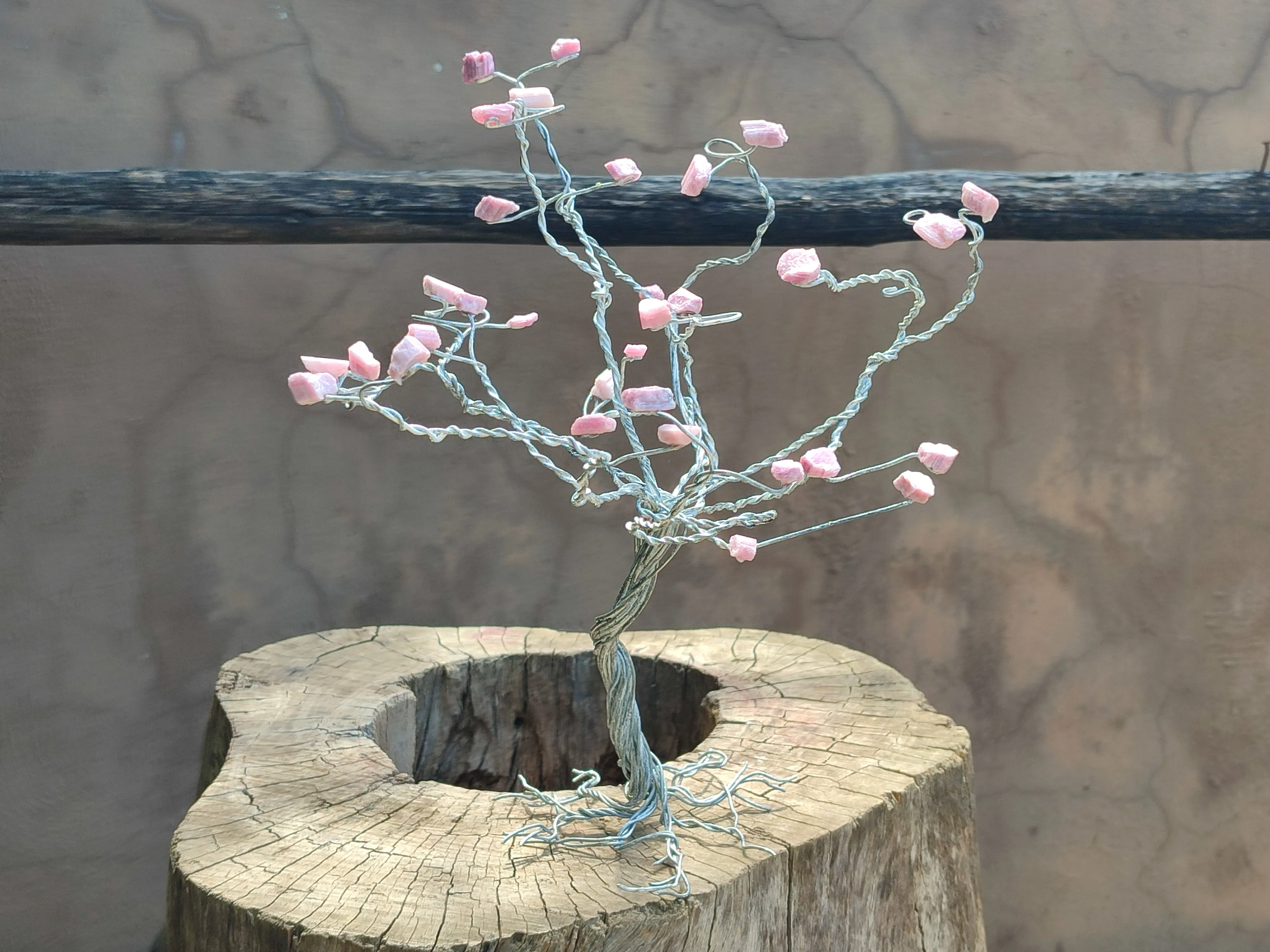 Hand Made Pink Rubellite Copper Wire Wrap Tree x 1 From South Africa