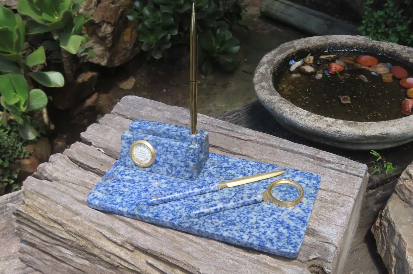 Hand Made Sodalite Desk Set x 1 From Namibia