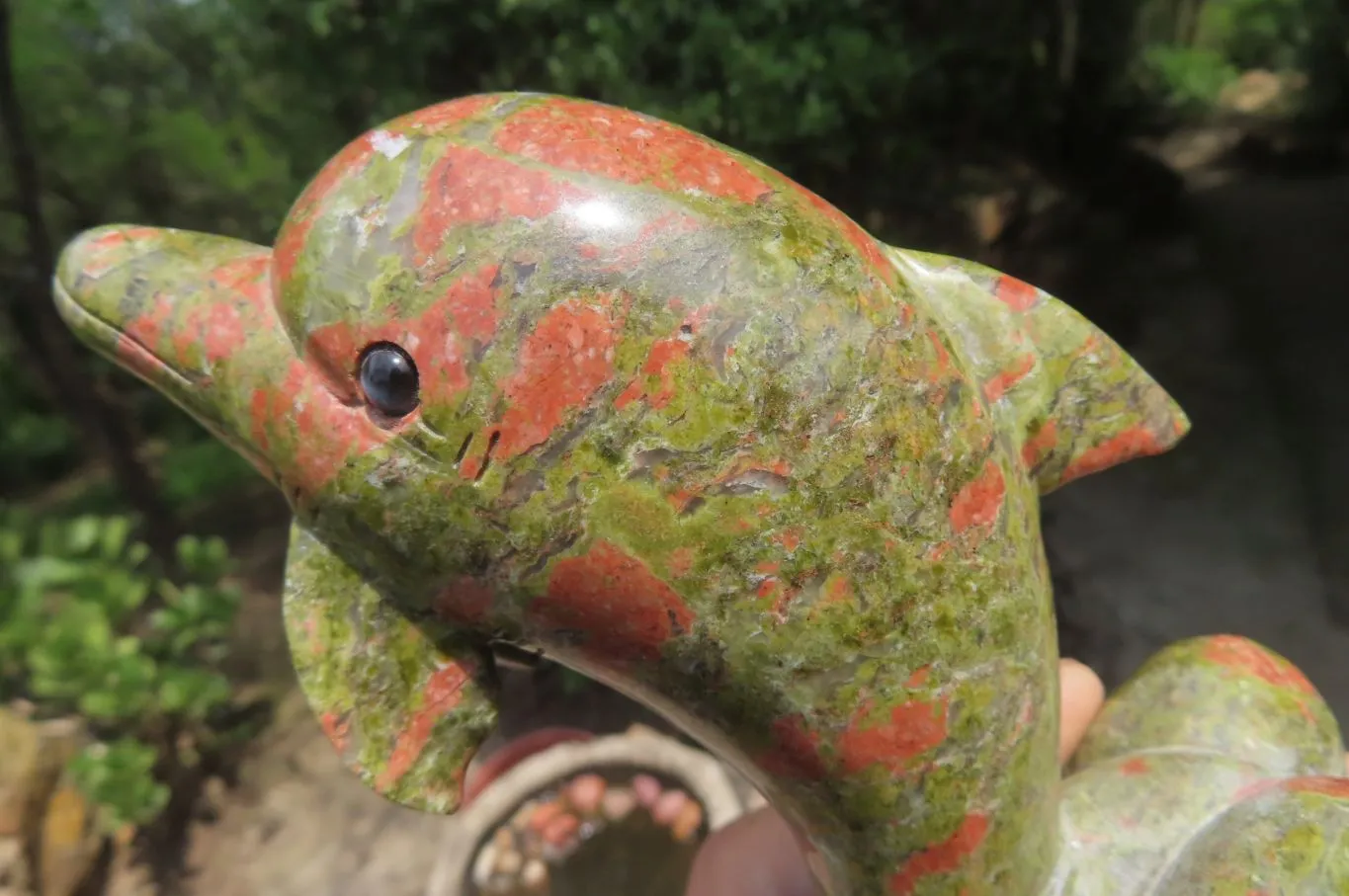 Hand Made Unakite Dolphin Carving x 1 From China