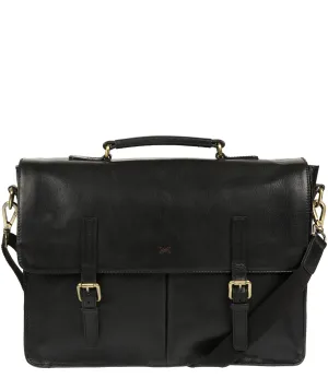 'Lorton' Black Handmade Leather Briefcase