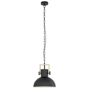Lubenham Industrial Timber and Black 1 Light Pendant