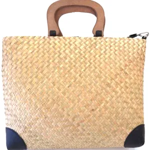 Natural Coloured Seagrass Shoulder Bag with Detachable Strap