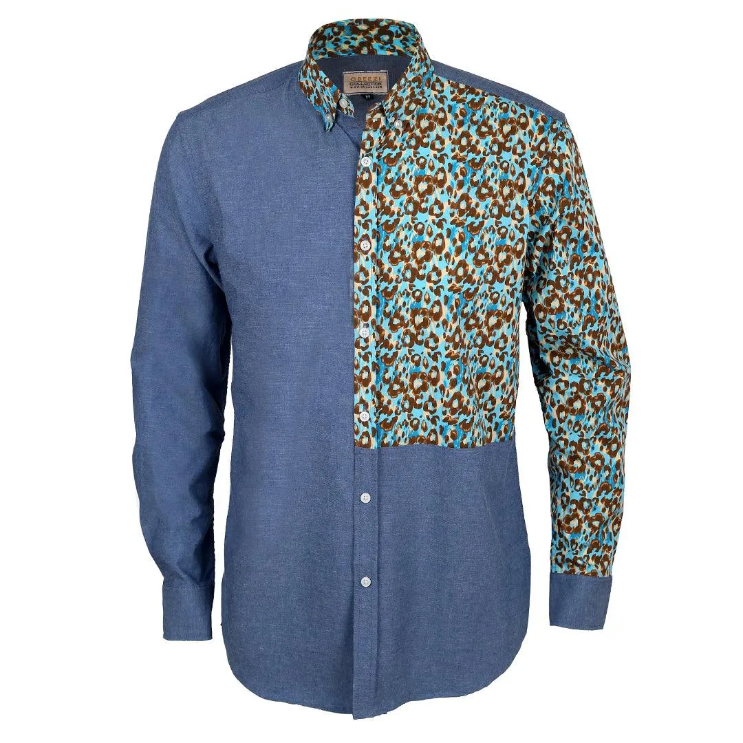 Obeezi Exquisite Patterned Designed Blue Shirt