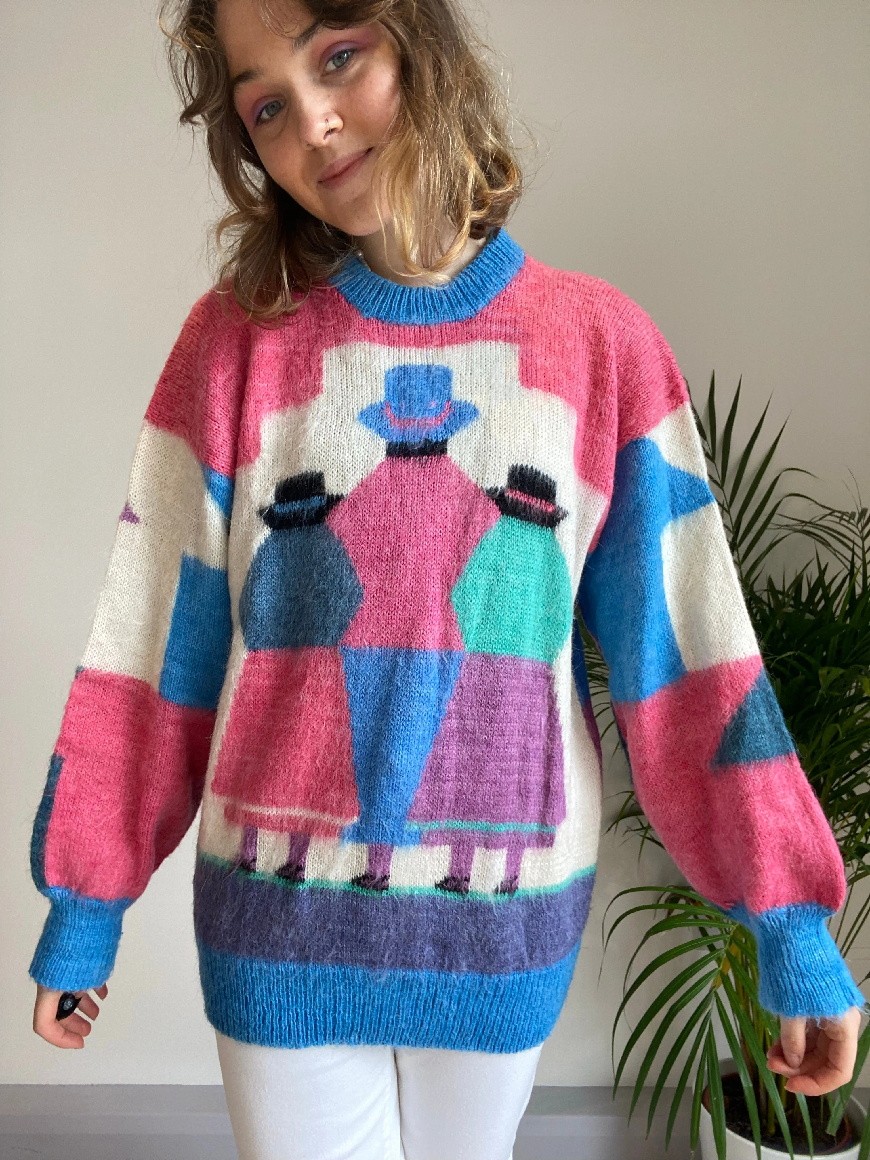 Vintage Unique Patterned Knit (L)